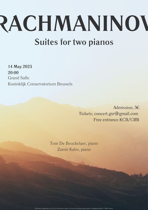 Rachmaninov. Suites for two pianos. Tom De Beuckelaer, piano, Zamir Kabo, piano.